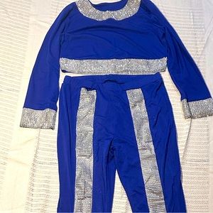 Blue and rhinestone bodycon  club wear, party wear jumpsuit